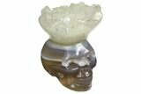 Polished Agate Skull with Quartz Crown #149537-1